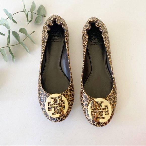 Tory Burch Shoes - Tory Burch Reva Saffiano Mini Leopard Print Flats